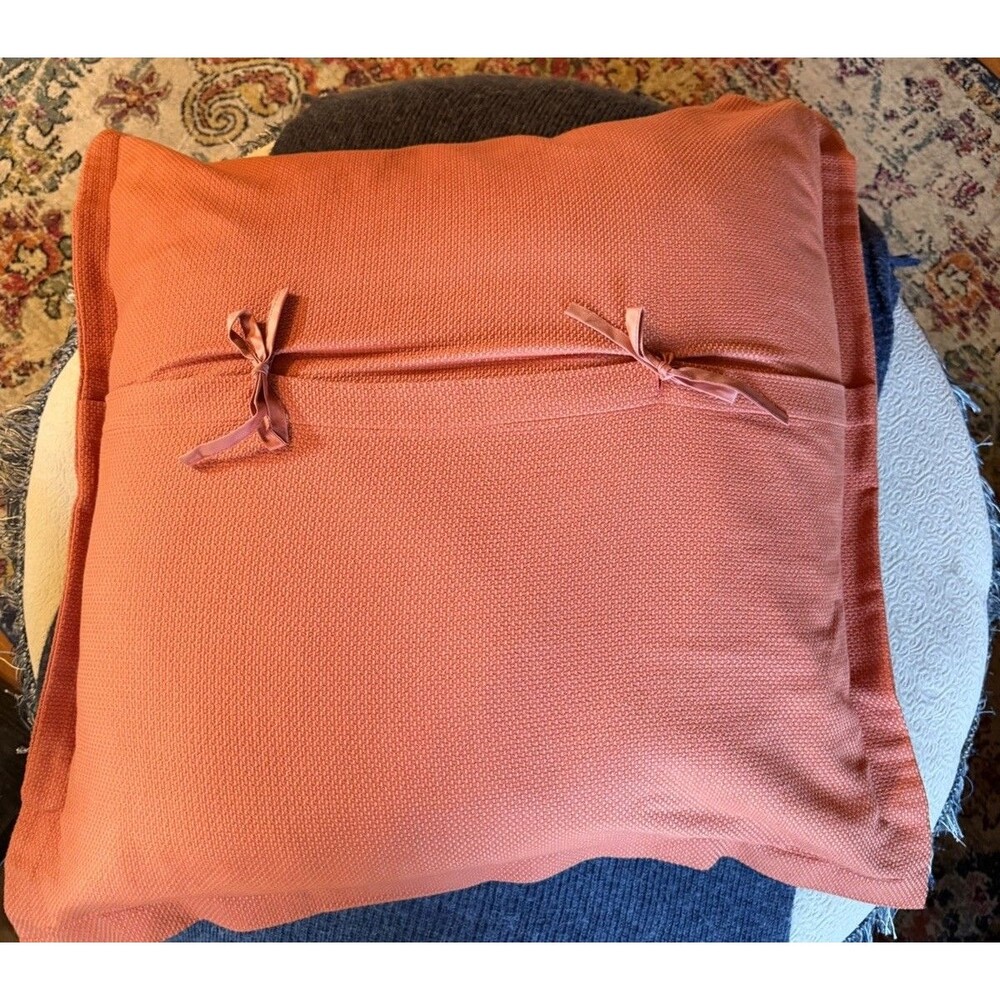 SDH Pillow Sham Terra Cotta Envelope Tie Closure Egyptian Cotton Made In Italy